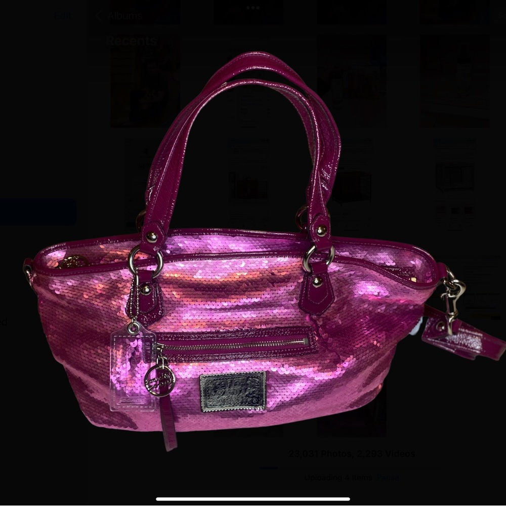 COACH Pink Sequin Poppy Rocker Bag